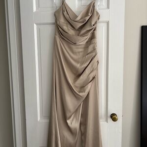 Birdy Grey Lydia Champagne Draped Maxi Dress